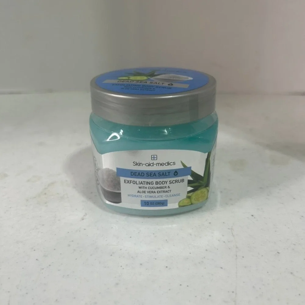 Skin-aid-medics Dead Sea Salt Exfoliating Body Scrub Cucumber Aloe 10oz 08308